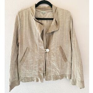 SAHARA Linen Blend Jacket Button Front Casual‎ Lightweight Beige Size Small